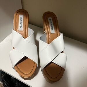 Steve Madden White Cross-Strap Mules